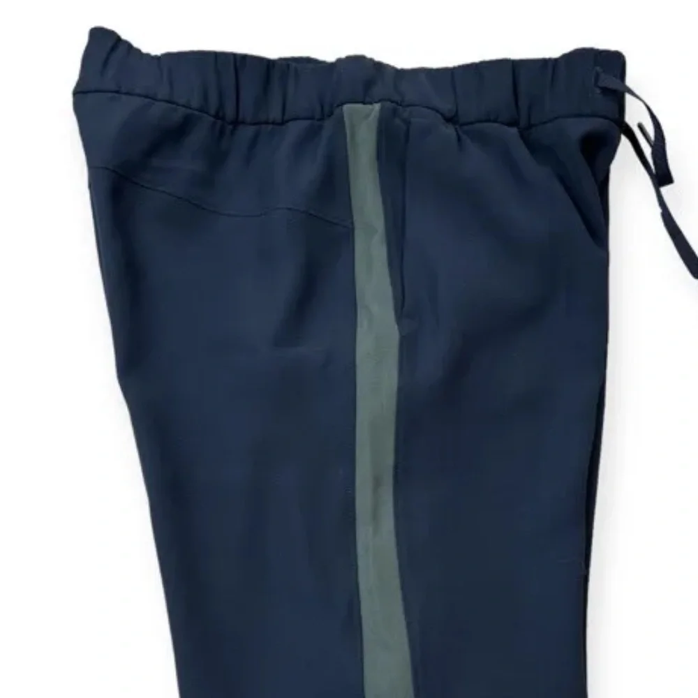 Lululemon On The Fly Pant Woven Track Stripe Black Green 8
